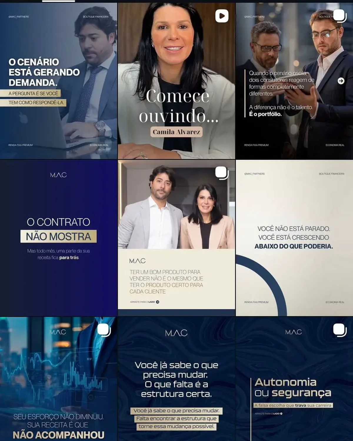 Grade de publicações do perfil da MAC Partners Group