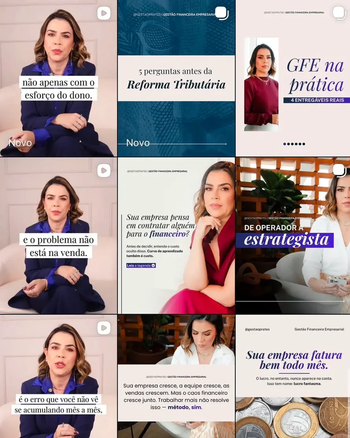 Grade de publicações do perfil da Prates
