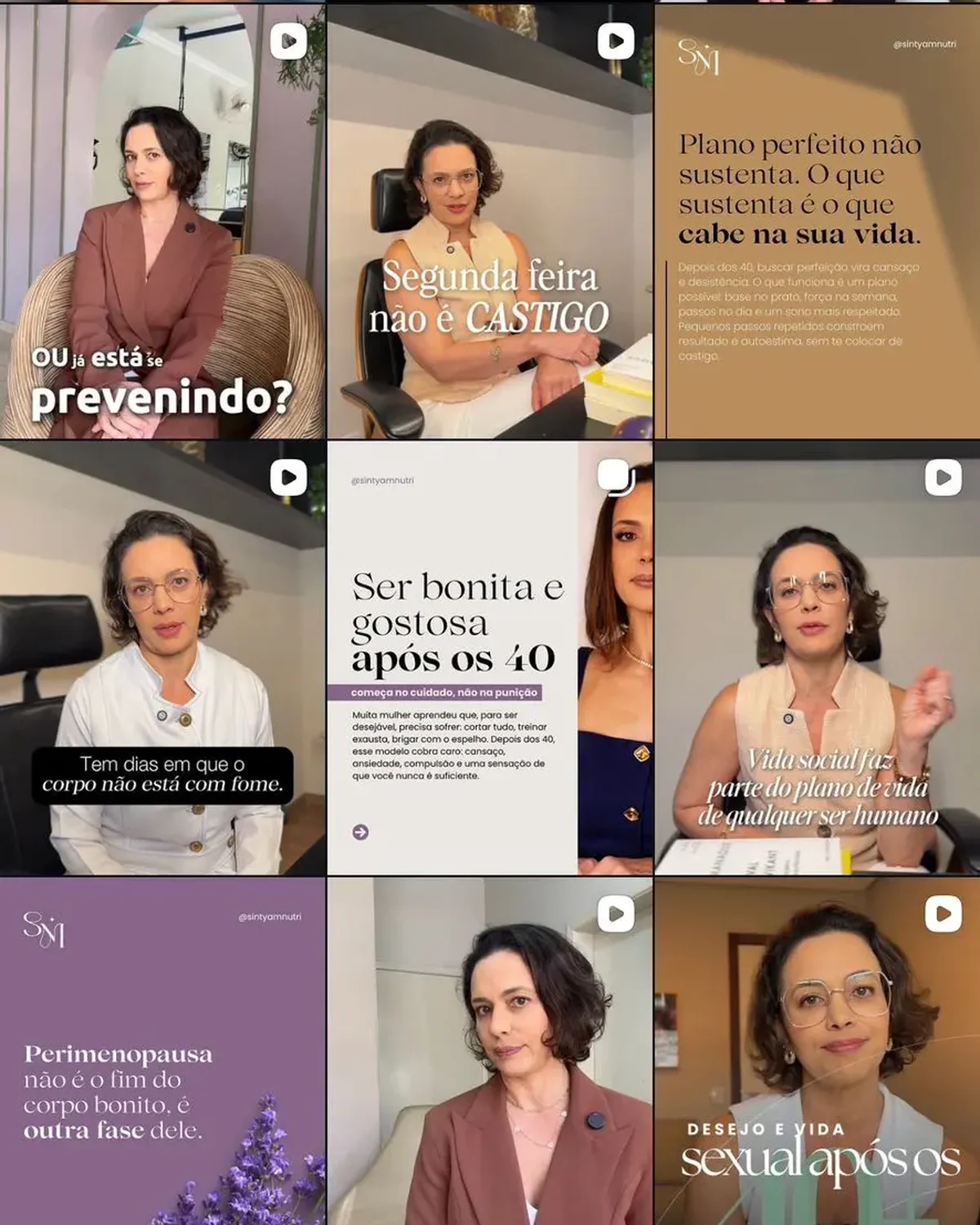 Grade de publicações do perfil de Sintya Morais