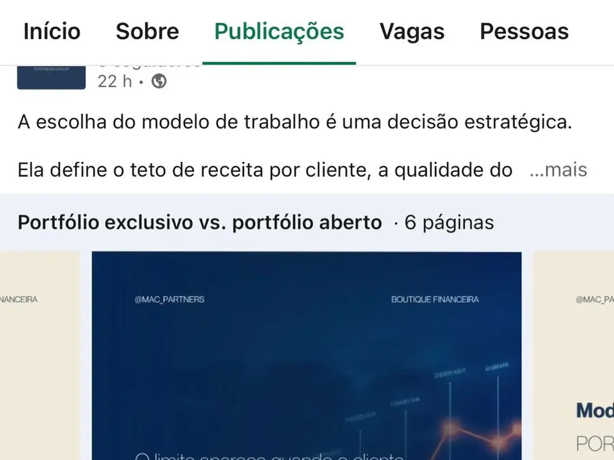 Publicações da MAC Partners Group no LinkedIn
