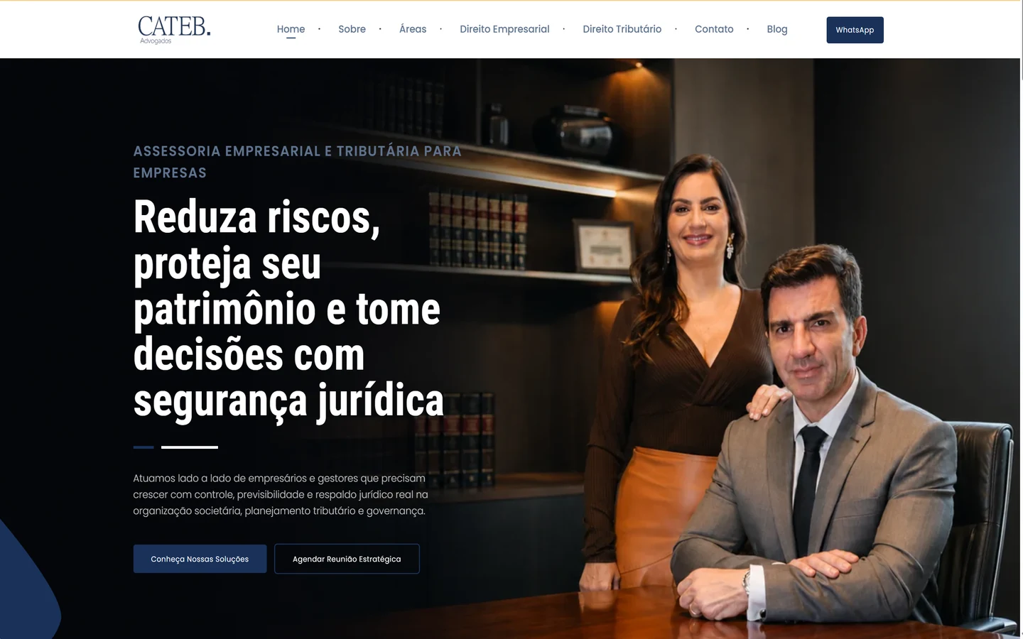 Página inicial do site da CATEB Advogados