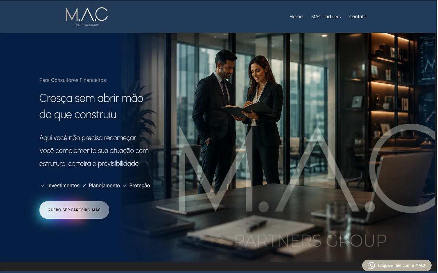 Página inicial do site da MAC Partners Group