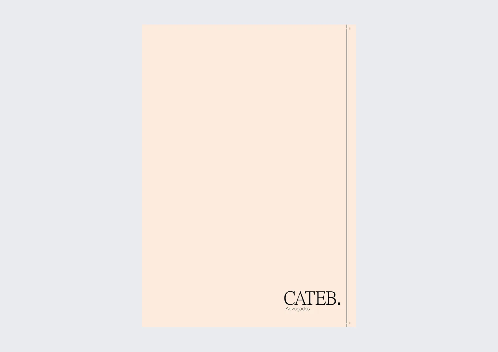 Capa da pasta institucional CATEB em papel creme com fio dourado